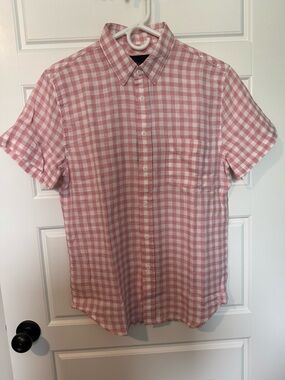 NWT Rails Fairfax Men’s 100% Cotton Button-Down Shirt, Pink Check, Size Small